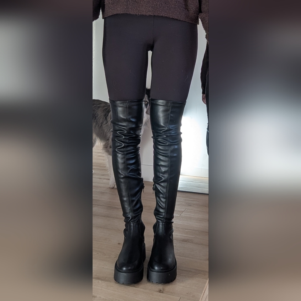 ASOS Black Over the Knee Platform Boots - New, Never Worn